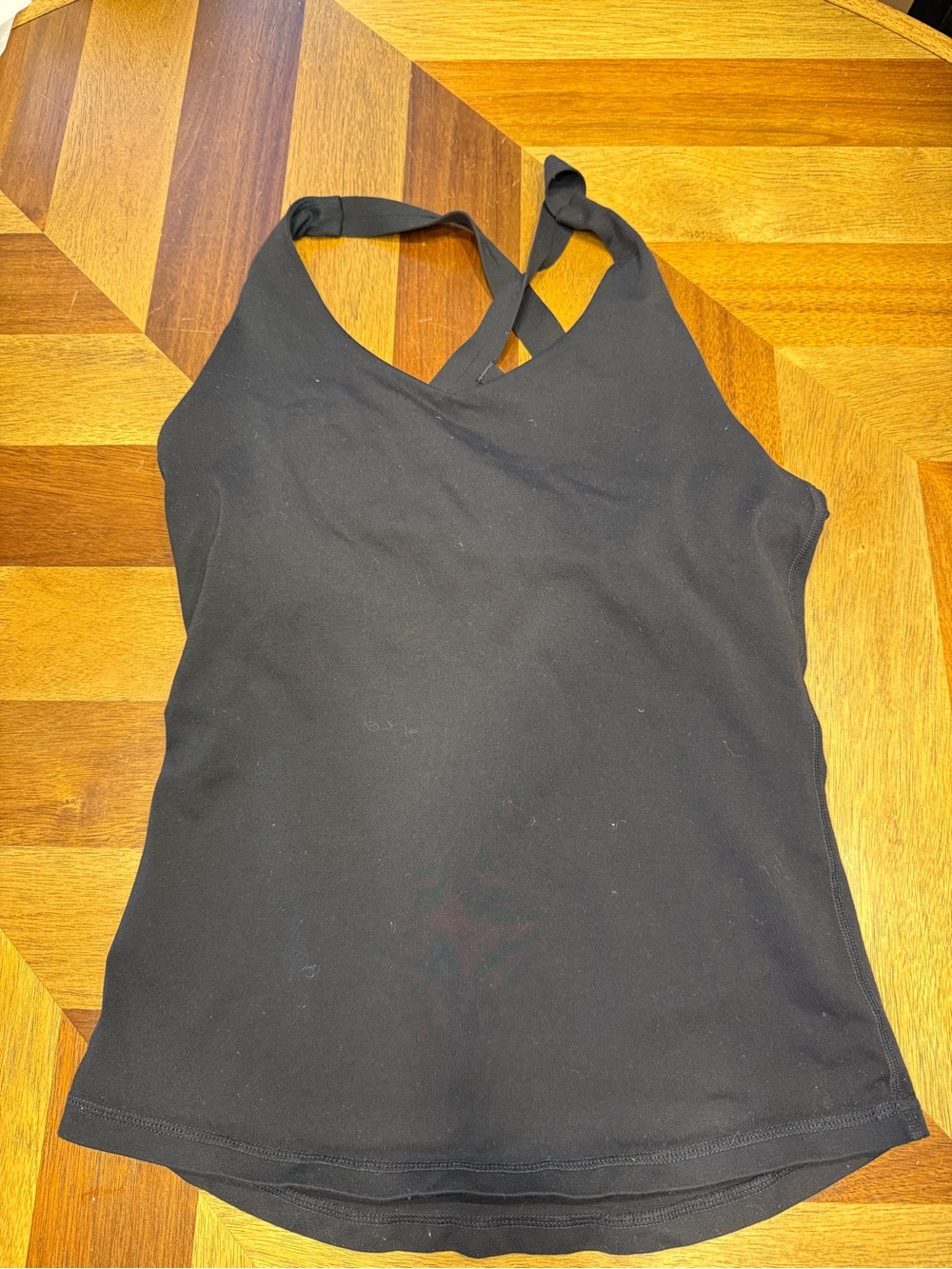 Prana Black Crisscross Halter Tank Top no pads